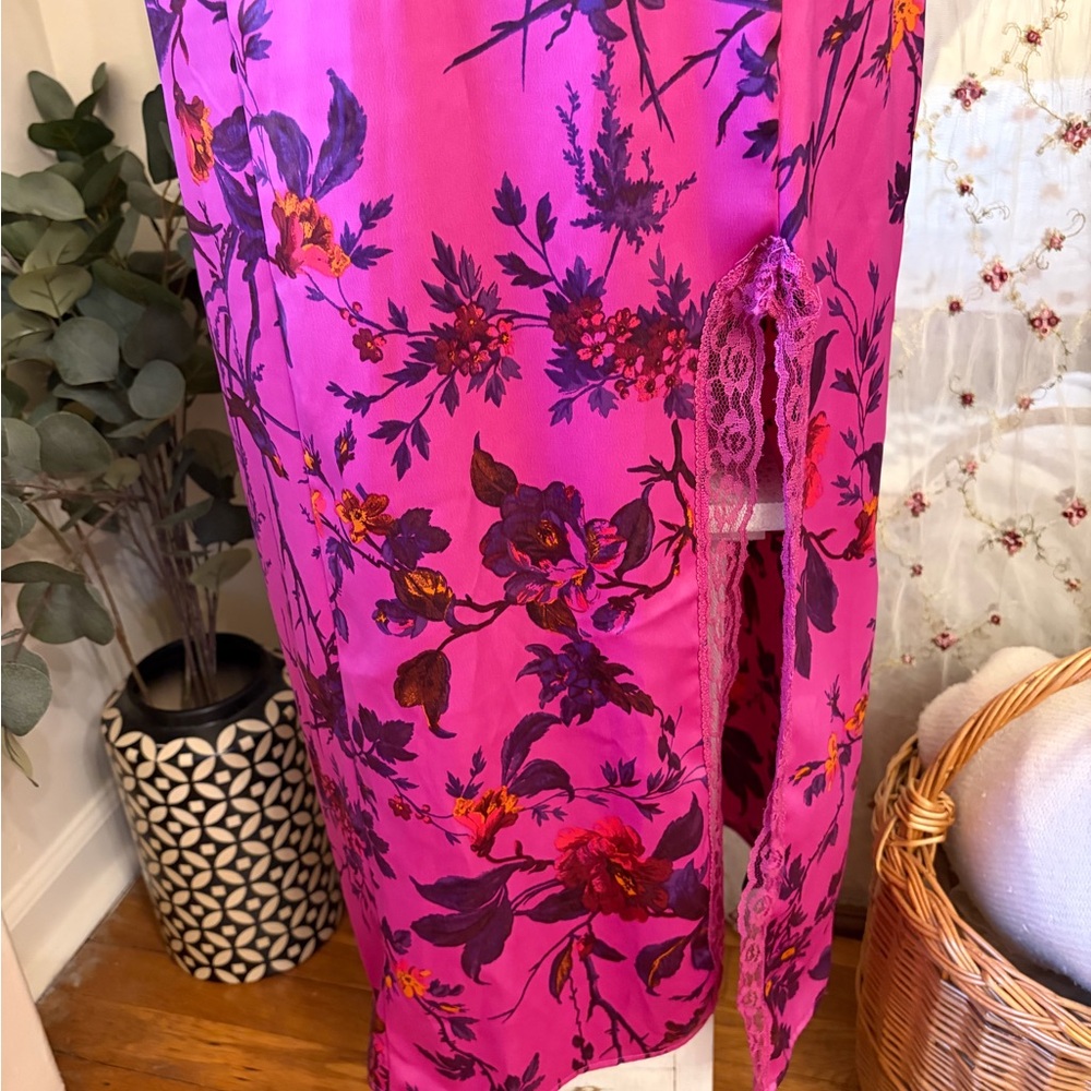 Urban Outfitters Pink Floral Satin Slip Dress - Picture 6 of 9
